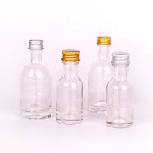 wholesale empty 30ml 50ml mini round wine glass spirit bottle with screw gold silver aluminum lid